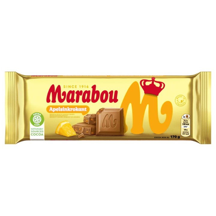 Marabou Vollmilchschokolade mit Orangengeschmack & Mandelkrokant Tafel 170g
