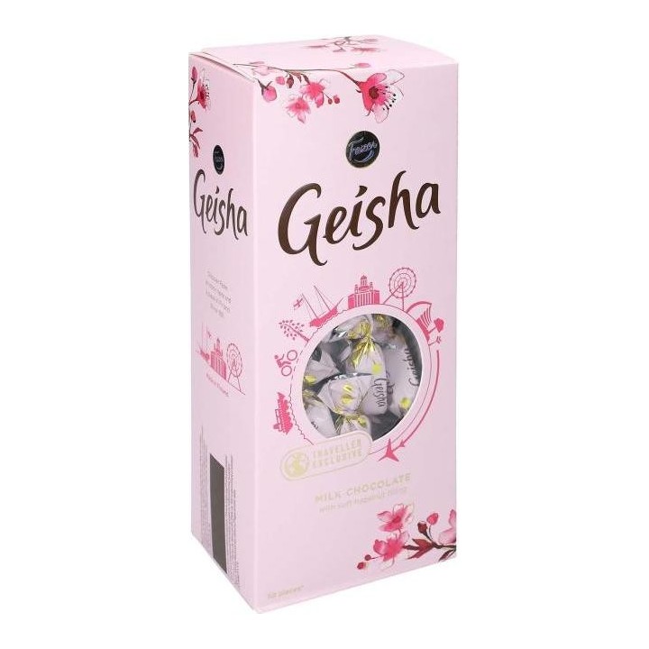 Fazer Geisha Vollmilchshokolade mit Haselnuss-Nougat-Füllung Pralinen Schachtel 420g