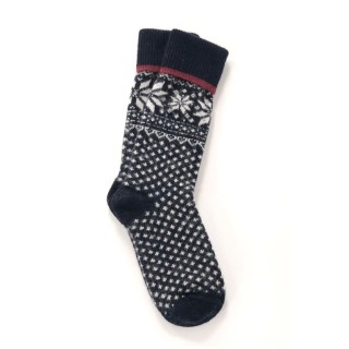 Woolwear of Scandinavia Socken mit Wolle & Norwegen-Flagge Dunkelblau-Bordeauxrot