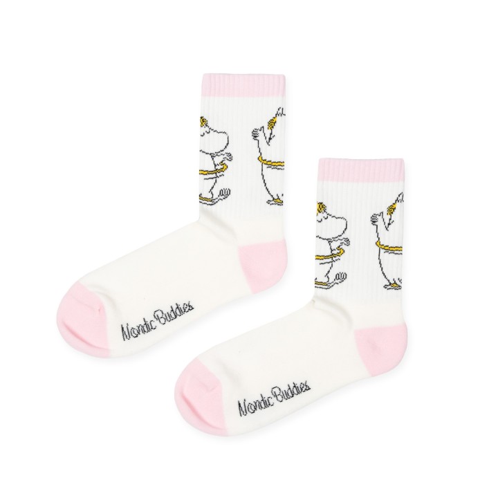 Nordic Buddies Mumin Tennissocken für Erwachsene Snorkfräulein Hula Hula Weiß-Pink 36-42