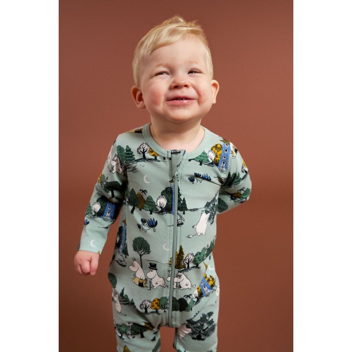 Martinex Moomin Moonlight Night Baby Sleepsuit Green