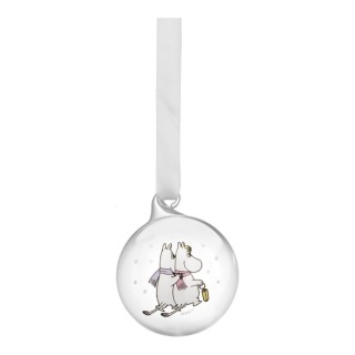 Muurla Moomin Glass Bauble Frosty Day Moomintroll & Snorkmaiden 5cm