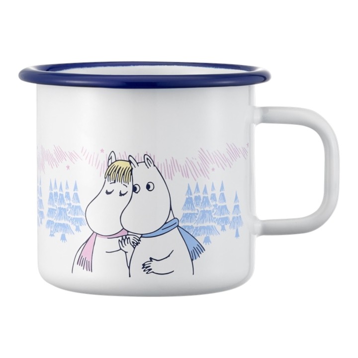 Muurla Mumin Emaille Becher Frostiger Tag Weiß 0,37l
