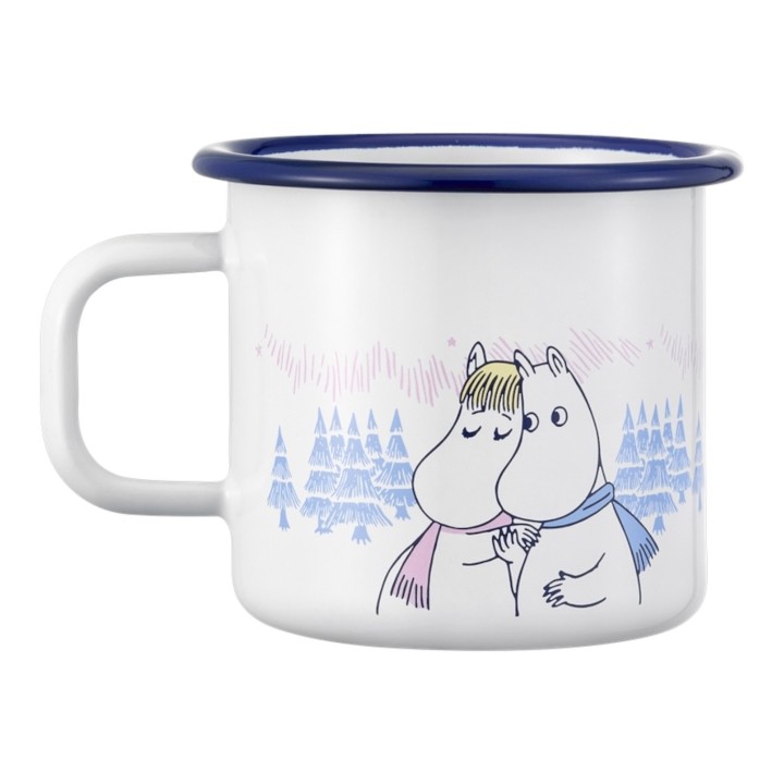 Muurla Mumin Emaille Becher Frostiger Tag Weiß 0,37l