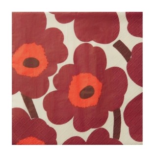Marimekko Unikko Papierservietten Rot-Creme (20 St.) 33 x 33 cm