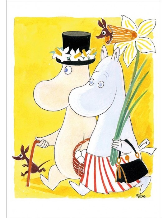 Putinki, Moomin, Postcard, Wedding yellow