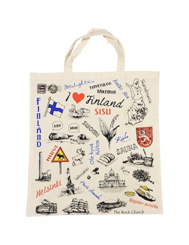 Cotton Bag, Finland Drawings, white