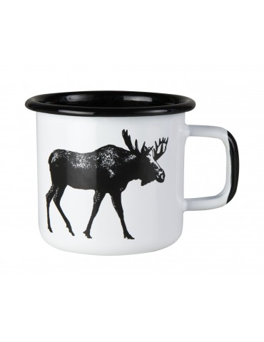 Muurla, Nordic, Enamel Mug, Elk 0,37l white-black