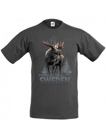 Mikebon, DC Elk Wildlife of Sweden, Cotton T-shirt, granit gray