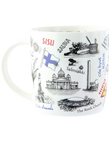 Mug, Finland Drawings white 0,37l