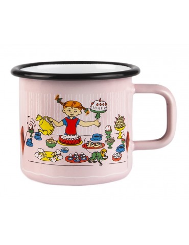 Muurla, Pippi Longstocking, Enamel Mug, Pippi's Birthday 0,37l pink