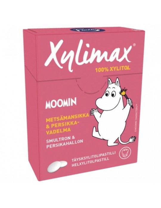 Fazer, Xylimax, Mumin Erdbeer-Pfirsich-Xylit-Pastillen 55g