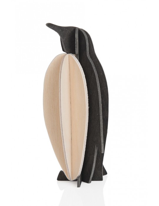 Lovi, 3D Wooden Decoration, Penguin 10cm black