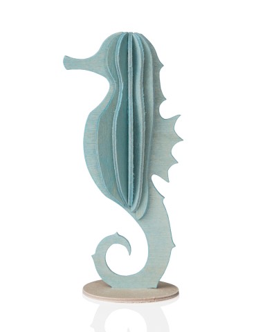 Lovi, 3D Holzdekoration, Seepferdchen 8cm hellblau