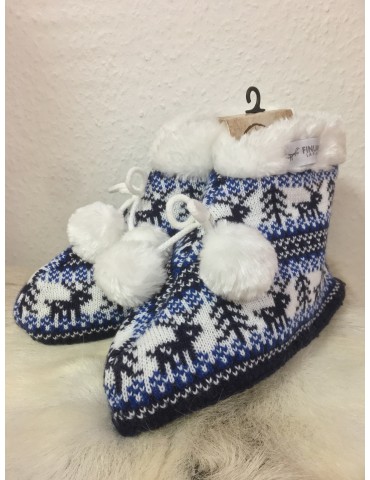 Home Shoes, Finland Reindeer, white-blue, 2 sizes