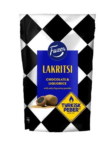 Fazer, Lakritsi, Licorice Tyrkisk Peber, Choco Licorice Balls with Salty Licorice Powder 135g