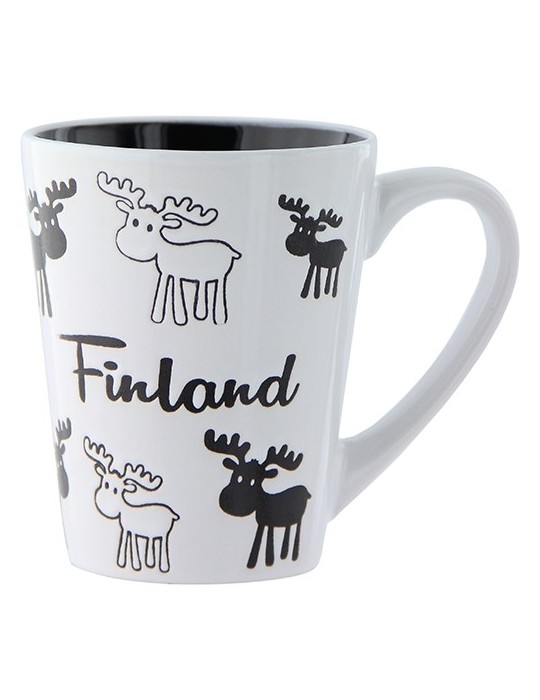 Finland Moose, Keramikbecher, weiß-schwarz