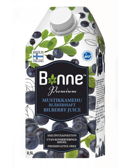 Bonne, Premium Mustikkamehu, Bilberry Juice 0,5l