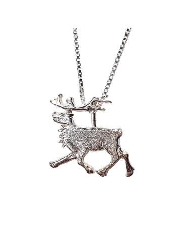 Sirokoru, Juokseva Poro, Running Reindeer, Eco Silver Pendant with Silver Chain