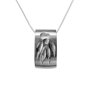 Sirokoru, Paw Print, Eco Silver Pendant with Silver Chain