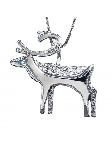 Sirokoru, Poro, Reindeer big, Eco Silver Pendant with Silver Chain