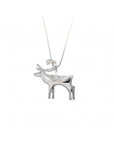 Sirokoru, Reindeer big, Eco Silver Pendant with Silver Chain