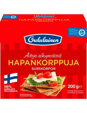 Fazer, Oululainen Hapankorppuja original, Sour Crispy Breads from 100% Whole Grain Rye 200g