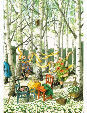 Inge Löök, Postcard, Women in Birch Forest