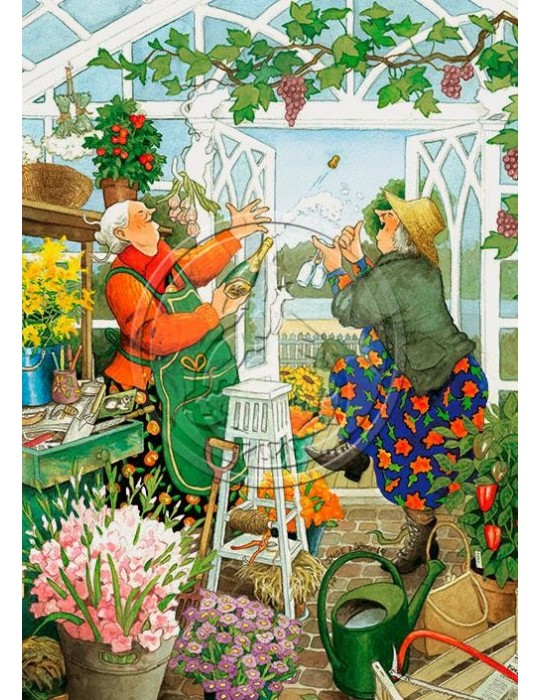 Inge Löök, Postcard, Women in the Garden