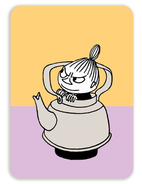 Putinki, Mumin, Postkarte abgerundet, Kleine My in einer Kaffeekanne pink -KOMMT BALD