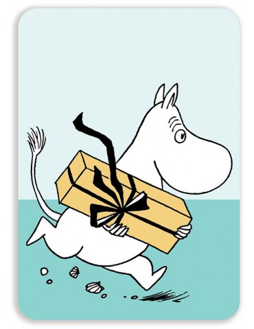 Putinki, Moomin, Postcard rounded, Moomintroll with Gift -COMES SOON
