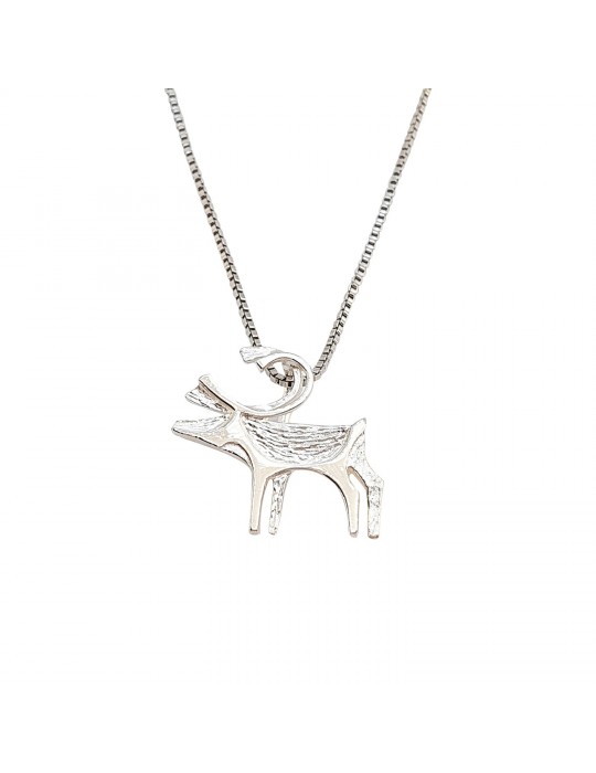 Sirokoru, Poro, Reindeer small, Eco Silver Pendant with Silver Chain