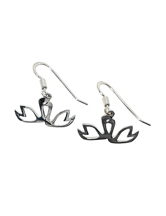 Sirokoru, Swan Couple, Eco Silver Earrings