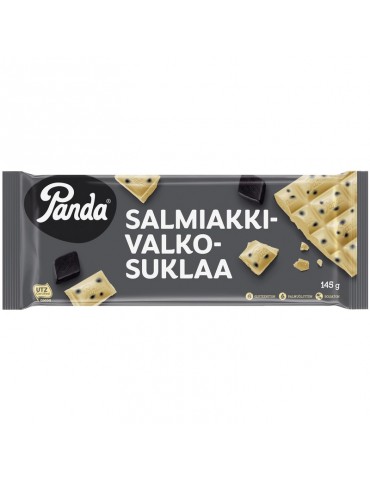 Panda, Valkosuklaa Salmiakki, weiße ScPanda, Valkosuklaa Salmiakki, weiße Schokolade mit salzigen Lakritzkrümeln 145g