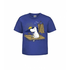 Mikebon, Moomintroll Building, Cotton T-shirt for Children, royal blue