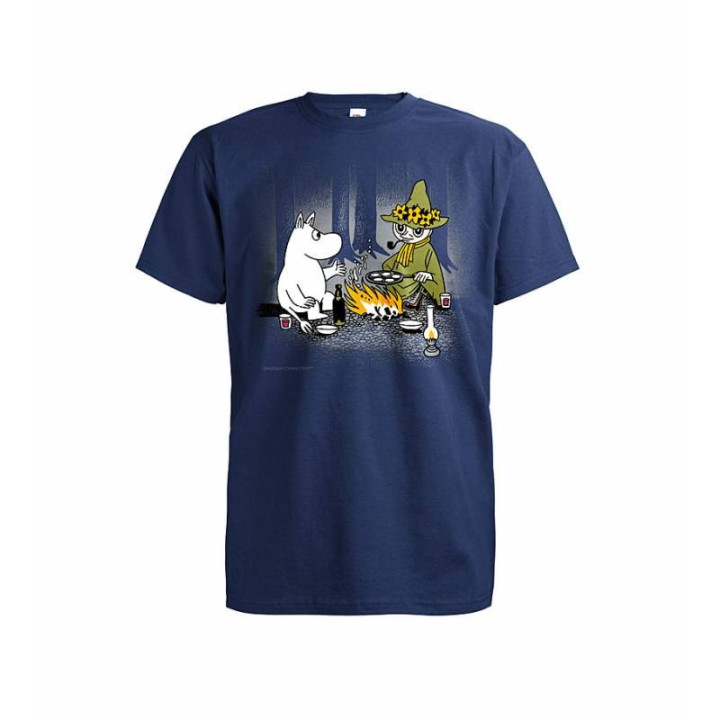 Mikebon, Mumin Lagerfeuer, Baumwoll-T-Shirt dunkelblau
