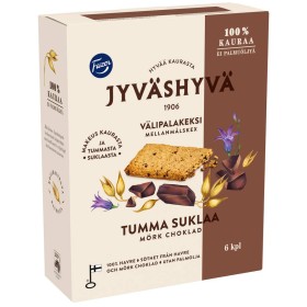 Fazer, Jyväshyvä välipalakeksi tumma suklaa, 100% Oats Snack Biscuits Dark Chocolate (6pcs) 180g