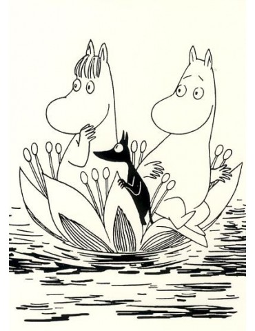 Karto, Moomin On the Pond, Postcard, white-black -COMES SOON