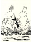 Karto, Moomin On the Pond, Postcard, white-black -COMES SOON