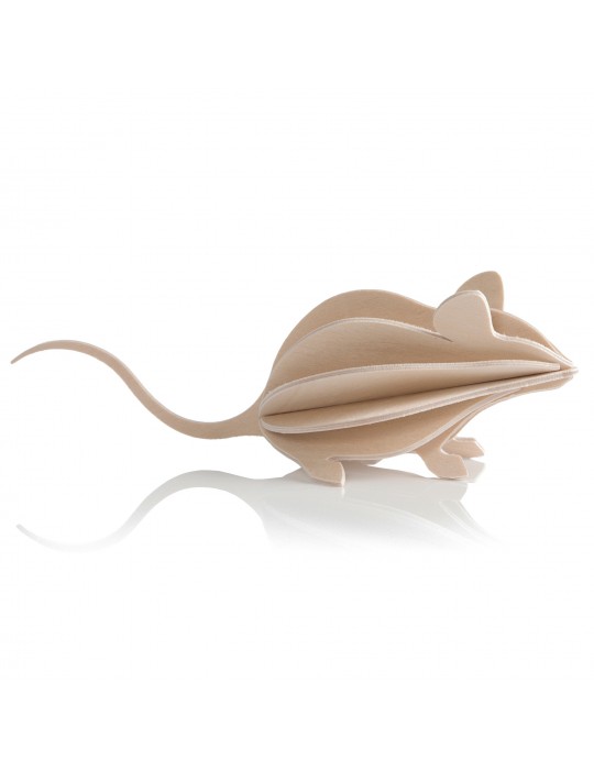 Lovi, 3D Wooden Decoration, Mouse 15cm natural