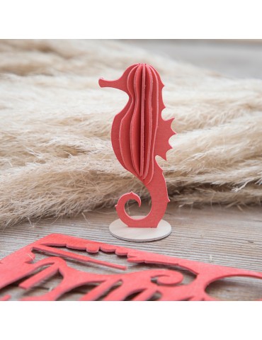 Lovi, 3D Holzdekoration, Seepferdchen 8cm rot