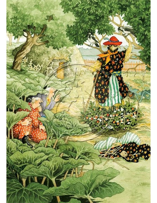 Inge Löök, Postcard, Women Watching Scarecrow