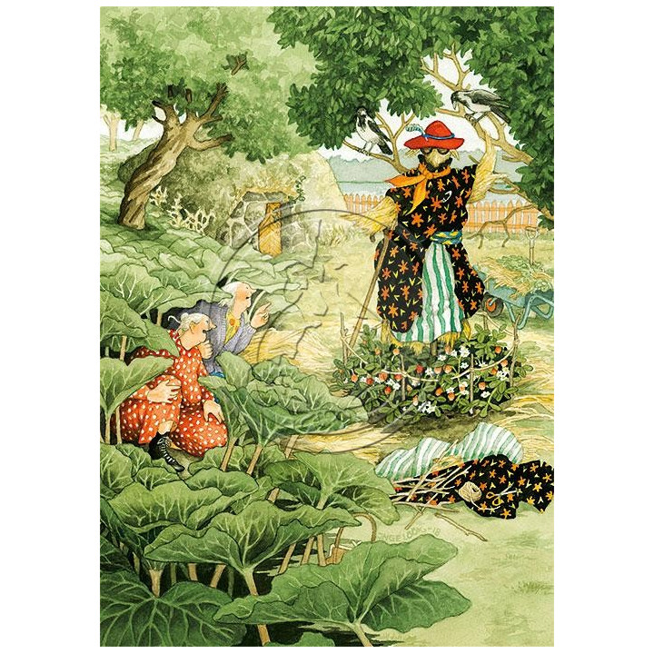 Inge Löök, Postcard, Women Watching Scarecrow