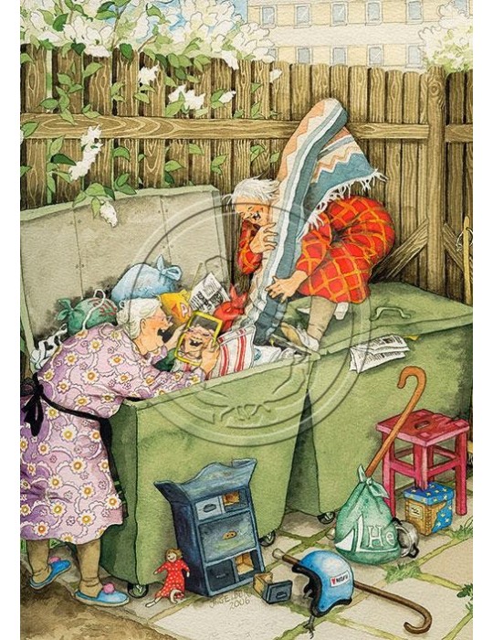 Inge Löök, Postcard, Women at the Dumpster