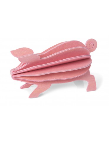 Lovi, 3D Holzdekoration, Schwein 6cm rosa
