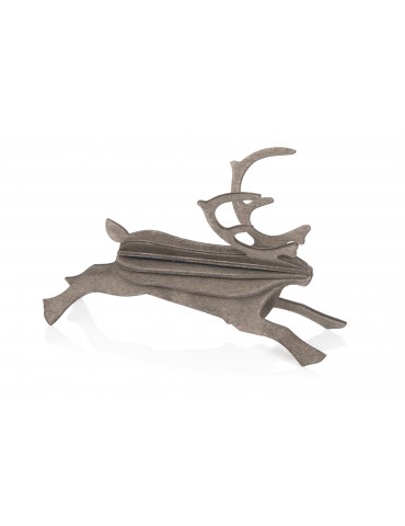 Lovi, 3D Wooden Decoration, Reindeer 8cm gray