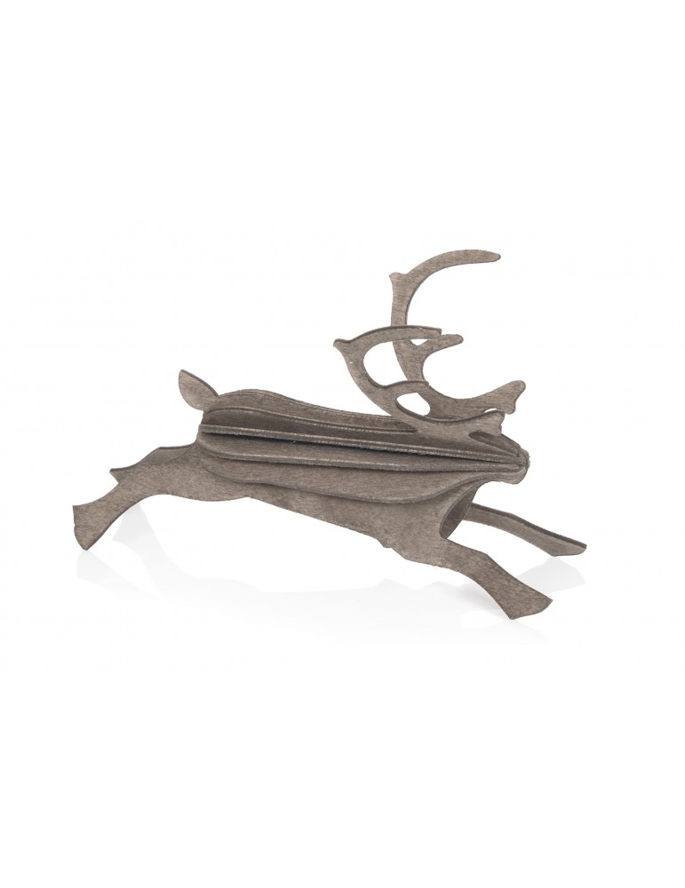 Lovi, 3D Wooden Decoration, Reindeer 8cm gray