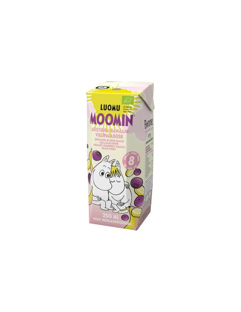 Bonne, Moomin Välipalasose, Organic Snack Puree Blueberry-Banana 250ml
